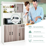 Giantex Buffet Hutch Cabinet, Kitchen Hutch Sideboard, Buffet Pantry on Island, Wood Kitchenware Server with Drawer, Shelf and Storage Cabinet (White & Natural) Giantex