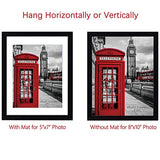 PEALSN 8x10 Picture Frame Set of 6, Display Picture 5x7 with Mat or 8x10 Without Mat, Black Woodgrain PEALSN