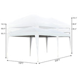 Easyzon 10'x20' Ez Pop Up Canopy Tent Commercial Instant Portable Folding Market Shelter Ez-up Canopies Outdoor White Gazebo with 4 SandBags, 6 Stake&Rope Easyzon