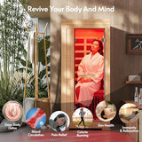 ENSTVER Infrared Wood Sauna 5.4Ft 1 Person, Luxury Full Spectrum Far Infrared Sauna Features Low EMF 1240w 7-Light Dynamic & Music Speakers, Canadian Hemlock Dry Indoor Saunas for Home & Gym ENSTVER