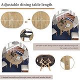 Ball & Cast Farmhouse Extendable Dining Table for 4-6, 42"-58" Extendable Kitchen-Table with a 16" Leaf, Round Ellipse Retro Wood Dining Room-Table w/Removable Leaves,Space Saving, Natural Ball & Cast