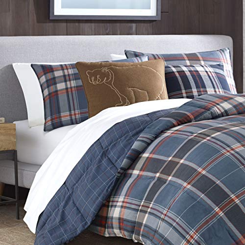 Eddie Bauer - Twin Comforter Set, Reversible Down Alt Bedding with Matching Sham, Oeko-Tex Certified, Dorm Essentials (Shasta Lake Navy) Eddie Bauer