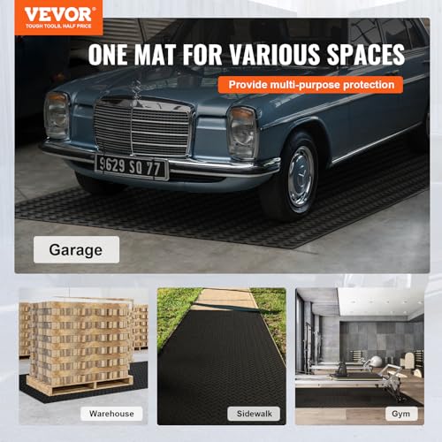 VEVOR Diamond-Plate Rubber Flooring Roll, 3 mm x 4 ft x 8 ft Garage Floor Mat, SBR Rubber Garage Flooring Roll, Easy to Clean, Diamond Plate Rubber Mat for Under Cars, Garage Industry Gym, Black VEVOR