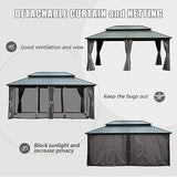 Domi Hardtop Gazebo 12x18FT, Aluminum Metal Gazebo with Galvanized Steel Double Roof Canopy, Curtain and Netting, Permanent Gazebo Pavilion for Patio, Backyard, Deck and Lawn, Grey domi outdoor living