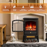 ‌15" Electric Fireplace Heater with Thermostat,3D Hyper-Realistic Flame,3 Heating Modes,Overheat Protection, Energy-Efficient & Silent Design for Bedroom/Living Room Electactic