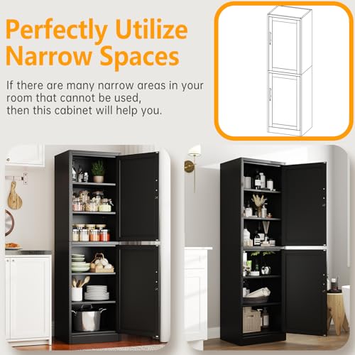 Ckzbx Metal Locker Tall Narrow Storage Cabinet, 67" H Locking Tool File Cabinets Snack Locker Organizer for School Classroom,Bedroom,Gym Home Office,Entryway and Hallway (20" W 2Door Black) Ckzbx