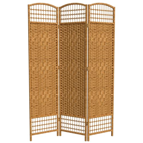 Red Lantern 5 1/2 ft. Tall Fiber Weave Light Beige-3 Panel Room Divider Red Lantern