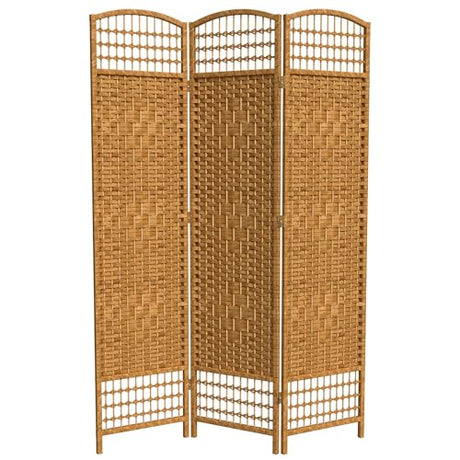 Red Lantern 5 1/2 ft. Tall Fiber Weave Light Beige-3 Panel Room Divider Red Lantern