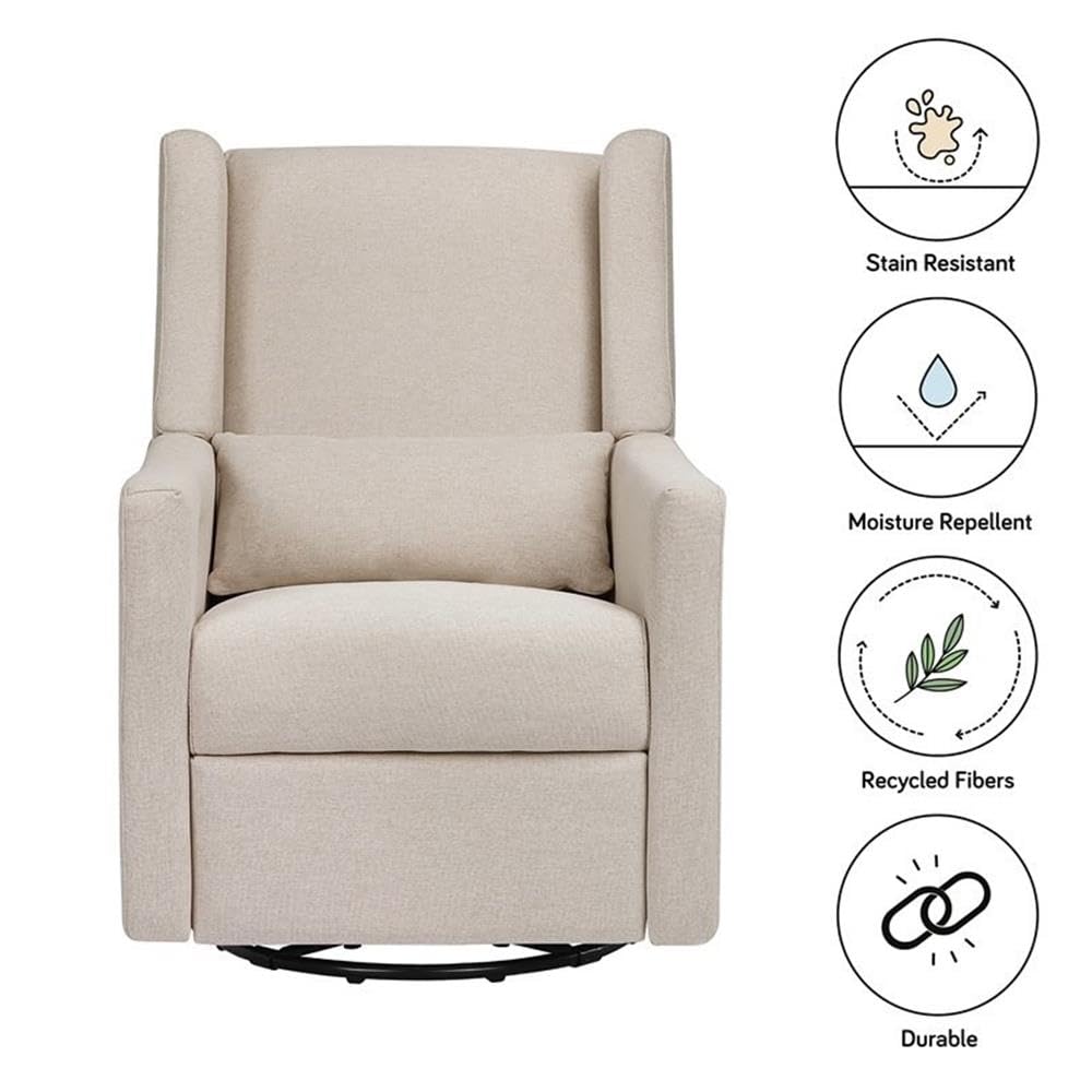 Babyletto Kiwi Electronic Power Recliner and Swivel Glider with USB Port in Performance Beach Eco-Weave, Water Repellent & Stain Resistant, Greenguard Gold and CertiPUR-US Certified babyletto