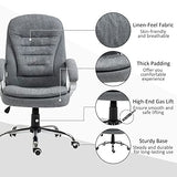 Vinsetto High Back Home Office Chair Executive Computer Chair with Adjustable Height, Upholstered Thick Padding Headrest and Armrest - Grey Vinsetto