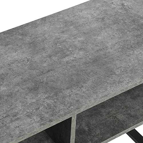 Household Essentials Jamestown TV Stand Coffee Table with Rectangular Storage Compartments Rustic Slate Concrete and Black Metal Household Essentials