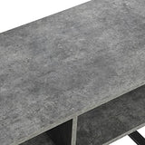 Household Essentials Jamestown TV Stand Coffee Table with Rectangular Storage Compartments Rustic Slate Concrete and Black Metal Household Essentials