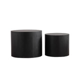 GDFStudio Round Nesting Coffee Table Set of 2, Modern Wooden Accent Side Table, Space Saving Small Circular Tea Coffee Tables and End Tables Sets for Living Room Small Space, No Assembly, Black GDFStudio