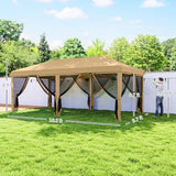 Outsunny 10' x 20' Pop Up Canopy Tent with Netting, Heavy Duty Instant Sun Shelter, Large Tents for Parties with Carry Bag for Outdoor, Garden, Patio, Beige Outsunny