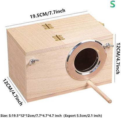 YJJKJ Pet Wood Parakeet Nest Box Bird House Breeding Nesting Bird Cage Box for Lovebirds Cockatiel Parrotlets