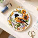 FRANDEK DIY Bird Embroidery Kit for Beginner, Stamped Handicraft Needlework Set, Full Thread Palette with Needles & Fabric for Adults, Artisan Handmade Home Decor Gift