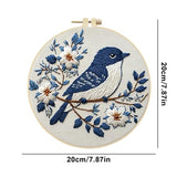 jinglinhh Embroidery Starter Kit Tit Bird Flowers for Adult Beginners, DIY Stamped Cross Stitch Kit Kit with Hoops, Threads & Embroidery Cloth, Needlework Craft Gift for Women