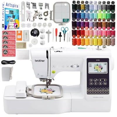 Brother SE700 Embroidery & Sewing Machine with 50 Sewing Spools, Color Matching Bobbins & Accessories