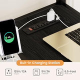 Bellemave Full Size Loft Bed with Desk, LED Lights and Charging Station, Full Loft Bed with Stairs, Wardrobe and 2 Storage Drawers, Heavy Duty Loft Beds Frame, Black Bellemave