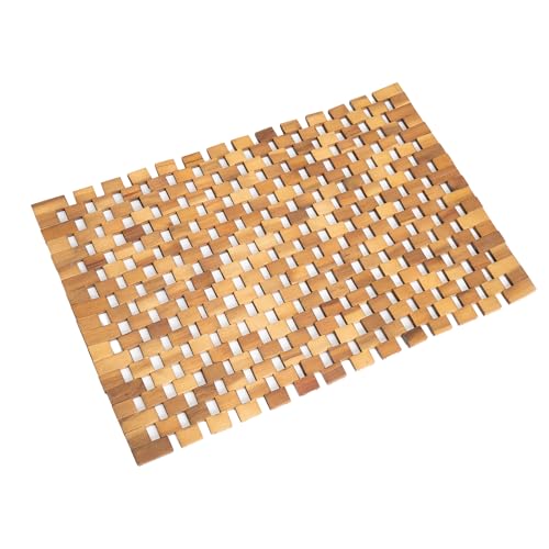 GREEN ALLUVIUM Acacia Wood Bath Mat - Non Slip Sturdy Wooden Bathroom Mat - Outdoor Wooden Shower Mat for Indoor & Outdoor Shower, Spa, Sauna, Cold Plunge, Camping 20" x 32" GREEN ALLUVIUM