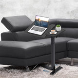 yaaqoo Adjustable Overbed Bedside Table with Hidden Wheels, Pneumatic Tilt Board Rolling Laptop Standing Desk Cart, Mobile Over Bed Sofa Chair Side End Tables, Walnut (Black) yaaqoo