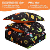 Yibeizi Space Dinosaur Kids Comforter Set for Boys Full Size, Cute Quilted Black Printed Bedding Set with Pillow Sham, Lightweight Soft Breathable Washable Bed Set 3 Piece Yibeizi