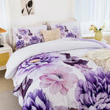 RYNGHIPY Purple Floral Comforter Set: Lightweight Soft Bedding Comforter Sets for All Season - Farmhouse Flower Bedding Set Full Size (Purple,Full Size) RYNGHIPY
