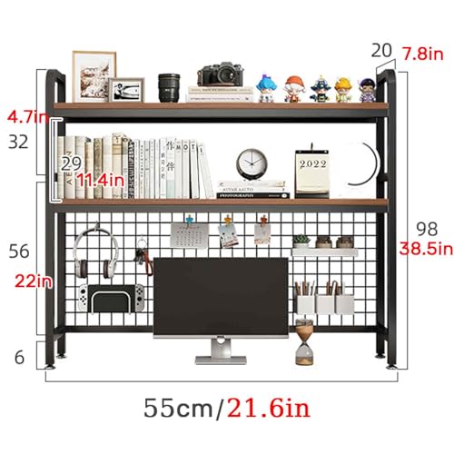 JXCAA Ladder Bookcase for Computer Desk, Dorm Room Desk Hutch, MDF + Steel Frame Material, Desktop Storage Rack, DIY Storage, L55/ 75/95 Cm JXCAA