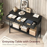 MAHANCRIS Console Table for Entryway, Entryway Table with Storage and Drawers, Narrow Long Sofa Table for Living Room, Hallway, Behind Couch, Corridor, Black and Gold CTHB5201 MAHANCRIS
