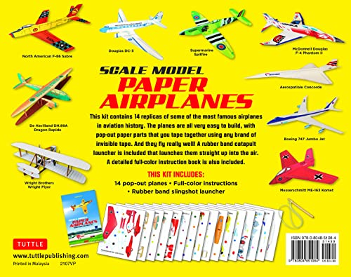 Scale Model Paper Airplanes Kit: Iconic Planes That Really Fly! Slingshot Launcher Included! - Just Pop-out and Assemble (14 Famous Pop-out Airplanes) WoodArtSupply