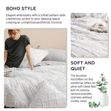 Bedsure Twin Comforter Set - White Boho Twin Comforter, Shabby Chic Dorm Bedding Set for Kids, 2 Pieces Modern Farmhouse Bed Set, Includes 1 Pillow Sham Bedsure