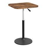 MAHANCRIS Bar Table, Height-Adjustable Pub Table 26.8-36.2 Inches, Cocktail Table with Base, Counter Height Table for Small Space, Easy to Assemble, Rustic Brown and Black BTHR5501 MAHANCRIS
