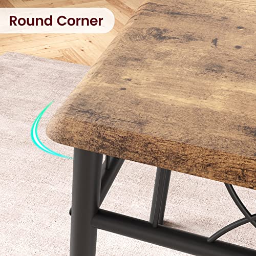 CABIHOME Dining Table Set for 4, Kitchen Table Set with 4 Chairs, Rectangular Dining Table Set for 4, Kitchen Table Set for Apartment, Small Space, Dining Room, Retro Brown CABIHOME