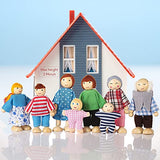 Jzszera Wooden Doll House People of 8 Figures, Dolls Family Set for Girls Toddler Kids Dollhouse Accessories Toy Jzszera