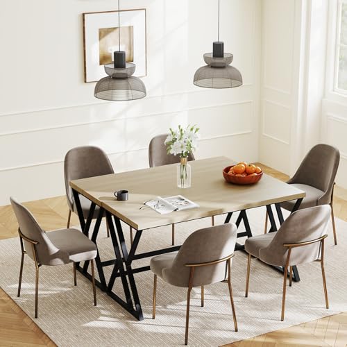 Tangkula 59" Computer Desk, Home Office Desk with Heavy-Duty Metal Frame & Crossbar, Executive PC Workstation, 5 FT Conference Room Table, Rectangular Meeting Table (Grey,1) Tangkula