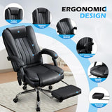 Massage Office Chair with Foot Rest,6 Points Vibration and Heat Ergonomic Executive Desk Chair for Heavy People,500lbs Big and Tall Office Chairs with Reclining High Back for Home Office KWKSV