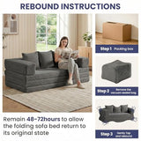 Winzoo Convertible Sofa Bed Couch, 78’’ Oversized 4-in-1 Boneless Couches with Removable Armrests Backrest, Corduroy Futon Sofa Bed, Foldable Mattress Sleeper Sofa for Living Room Bedroom (Grey) Winzoo