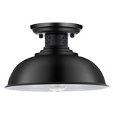 MgLoyht Industrial Semi Flush Mount Ceiling Light, Matte Black Farmhouse Light Fixture for Kitchen Island Dining Room Foyer Hallway Porch Barn Loft, Black, 13in MgLoyht