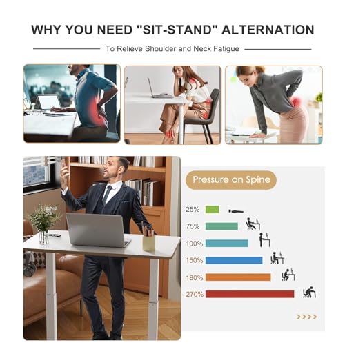 JOY worker Mobile Standing Desk, 35In Small Standing Desk, Pneumatic Height Adjustable Rolling Table Holds Up to 33lbs, White Mobile Laptop Workstation with Dual Handles & Columns, White JOY worker