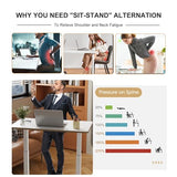 JOY worker Mobile Standing Desk, 35In Small Standing Desk, Pneumatic Height Adjustable Rolling Table Holds Up to 33lbs, White Mobile Laptop Workstation with Dual Handles & Columns, White JOY worker