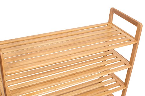 BIRDROCK HOME Free Standing Bamboo Shoe Rack | 6 Tier | Wood | Closets and Entryway | Organizer | Fits 18 Pairs of Shoes BIRDROCK HOME