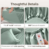 California Design Den Queen Sheet Set - Soft 400 Thread Count Sateen, Natural 100% Cotton Sheets, Deep Pockets with All Around Elastic for a Snug Fit, Durable Bedding Set - Sage Green California Design Den