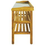 vidaXL Rustic Solid Acacia Wood Potting Bench with 2 Shelves Water Resistant Garden Work Station Wooden Plant Stand for Balconies and Greenhouses Planting Table Display Shelf Flower Outdoor Gardening vidaXL