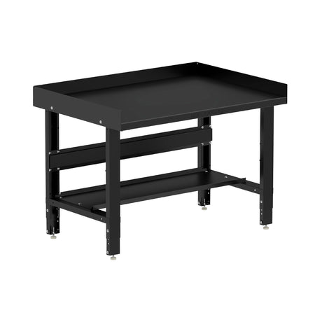 Borroughs 48" Adjustable Workbench, Steel Heavy-Duty Workstation with Bottom Shelf & Edge Guards, 2000 LB Capacity Worktable for Workshop, Garage, School, Office, Home, 48" W x 28" D Borroughs