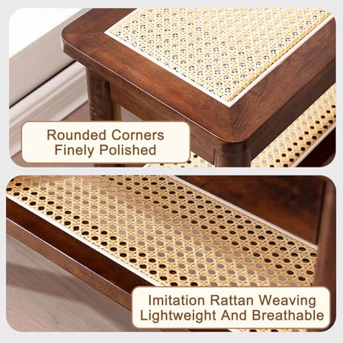 YLLSMGS Porch Bench Entryway Bench Wooden with Woven Rattan and Storage Shoe Rack for Living Room Hallway Entry Way Front Door(Yellow,80 * 44 * 28cm/31 * 17 * 11in) YLLSMGS