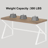 HSH Farmhouse Desk, Modern Home Office Desk, Student Desk for Bedroom Computer Table, Rustic Wood and Metal PC Laptop Computer Desk, Simple Writing Study Gaming Desk Executive Workstation, 55 Inch HSH