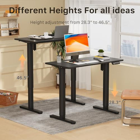 JOY worker Small Electric Standing Desk, 40" x 20" Whole Piece Height Adjustable Desk with Memory Controller, Black Sit to Stand Workstation for Home Office JOY worker