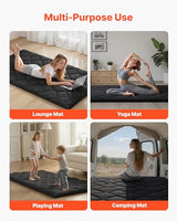 VEVOR 9-Layer Japanese Futon Mattress, 3.5" Thick Twin Tatami Mat, Foldable Roll Up Mattress for Sleeping with Storage Bag, Portable Floor Mattress for Camping Dormitory Yoga, Black VEVOR