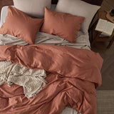 Bedsure Linen Duvet Cover King - Linen Cotton Blend Bedding Set, Soft & Cozy, 3 Pieces, 1 Duvet Cover 104x90 Inches and 2 Pillowcases, Burnt Orange Color Cooling Bedding, Comforter Sold Separately Bedsure