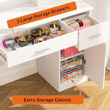 Greenvelly Makeup Vanity with lights and 2 Mirror, White Vanity Table with 3 Lighting Modes and Stool Set, Large Dressing Table with Drawers, Vanity Desk for Women and Girl Greenvelly